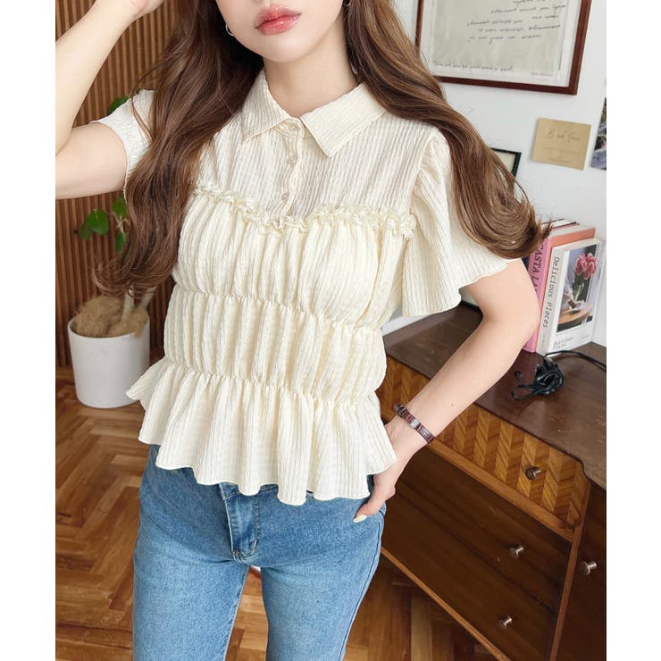 シャーリングビスチェデザインポロシャツ | moment+ | 詳細画像21 