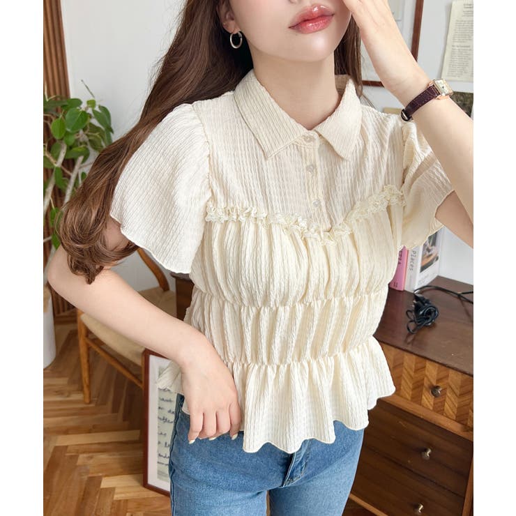 シャーリングビスチェデザインポロシャツ | moment+ | 詳細画像23 