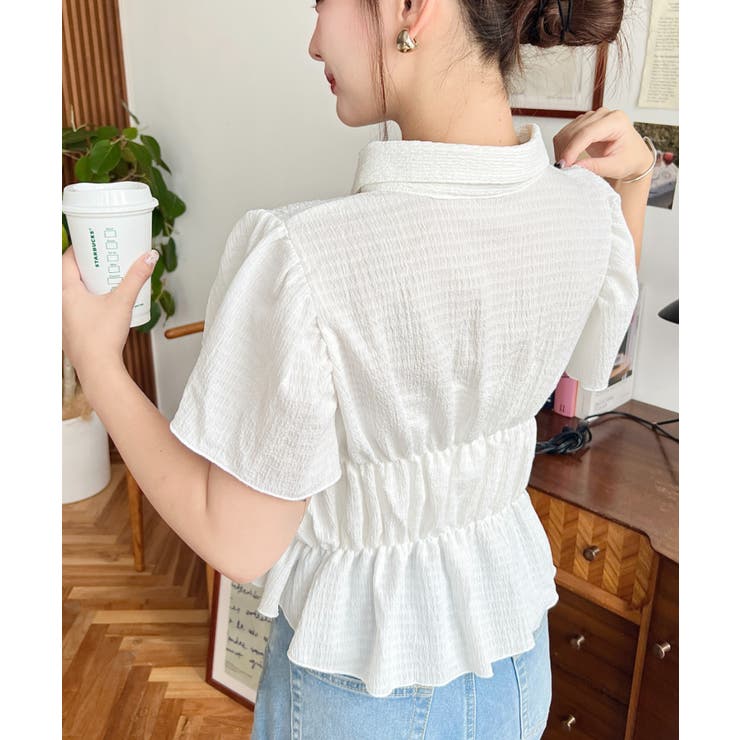 シャーリングビスチェデザインポロシャツ | moment+ | 詳細画像5 