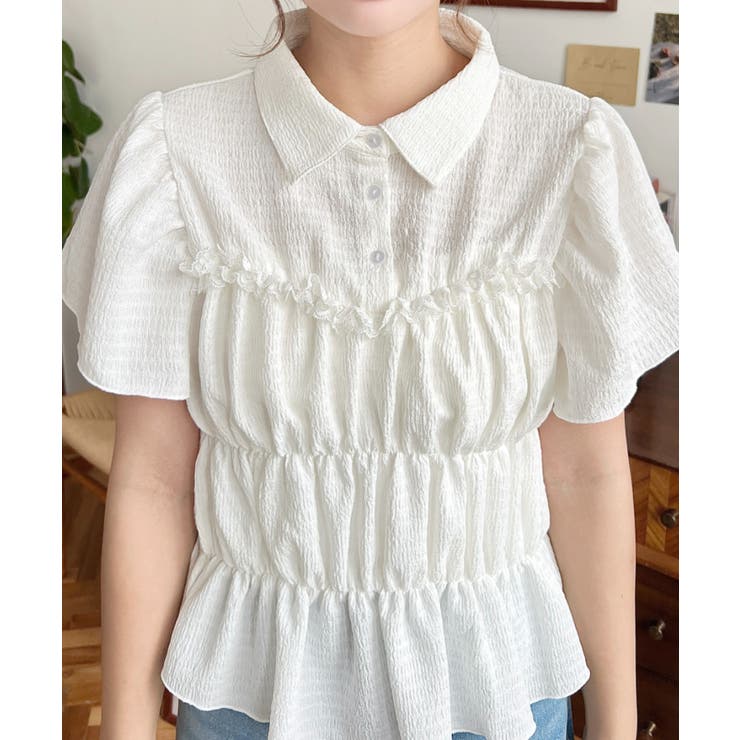 シャーリングビスチェデザインポロシャツ | moment+ | 詳細画像6 