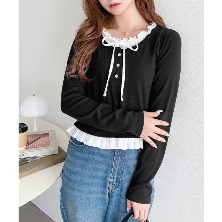 ＼韓国LOOK◎／レイヤード風ヘンリーネックTシャツ | moment+ | 詳細画像10 