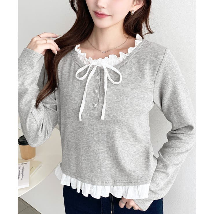 ＼韓国LOOK◎／レイヤード風ヘンリーネックTシャツ | moment+ | 詳細画像11 