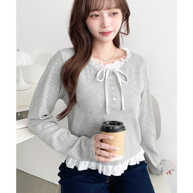 ＼韓国LOOK◎／レイヤード風ヘンリーネックTシャツ | moment+ | 詳細画像15 
