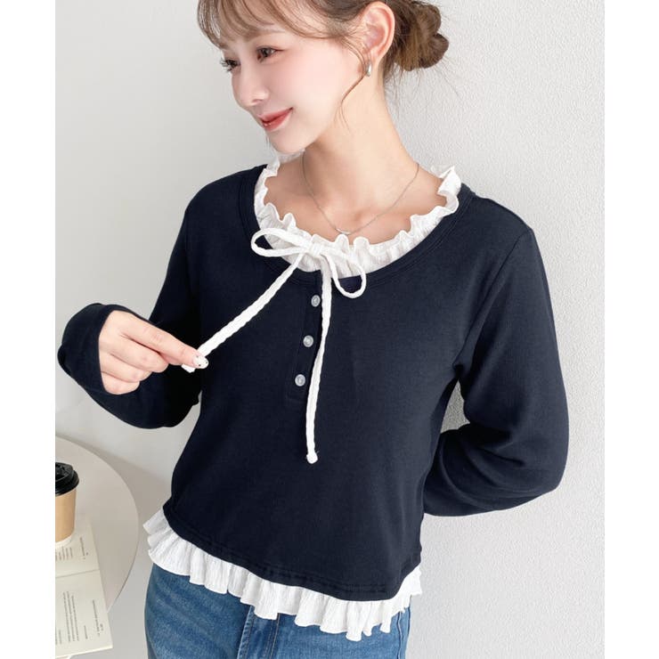 ＼韓国LOOK◎／レイヤード風ヘンリーネックTシャツ | moment+ | 詳細画像17 