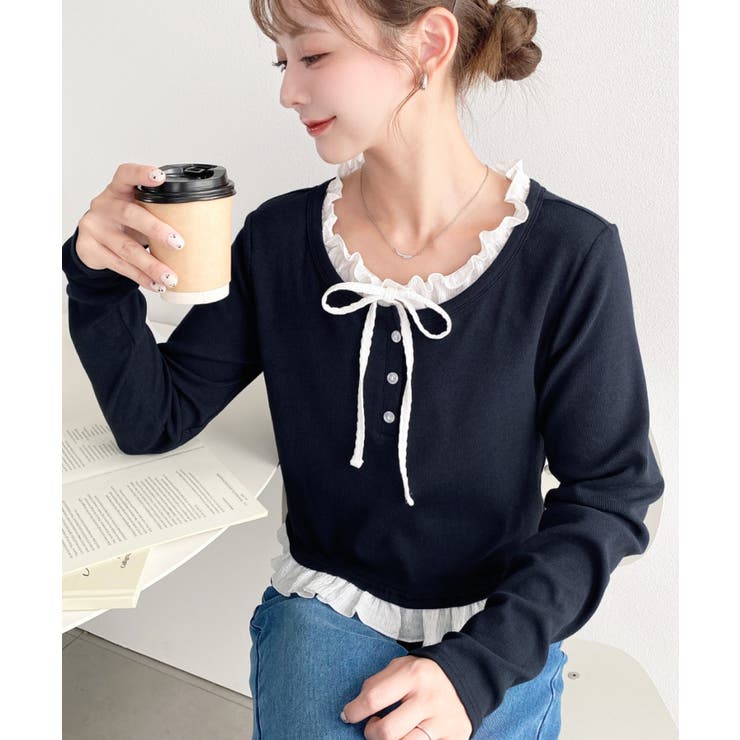 ＼韓国LOOK◎／レイヤード風ヘンリーネックTシャツ | moment+ | 詳細画像19 