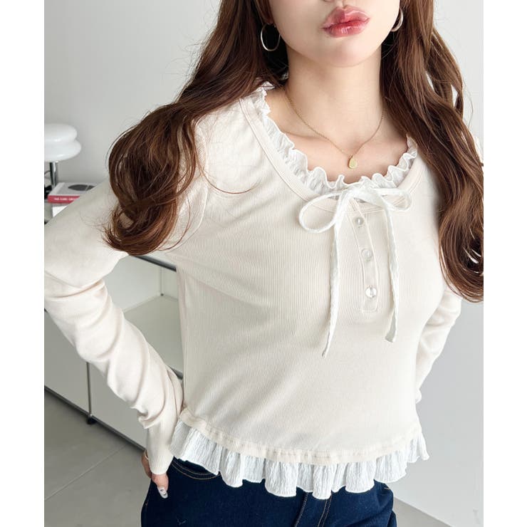 ＼韓国LOOK◎／レイヤード風ヘンリーネックTシャツ | moment+ | 詳細画像3 