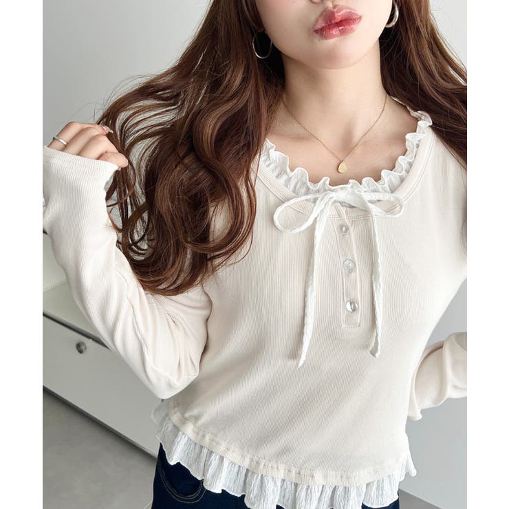 ＼韓国LOOK◎／レイヤード風ヘンリーネックTシャツ | moment+ | 詳細画像4 