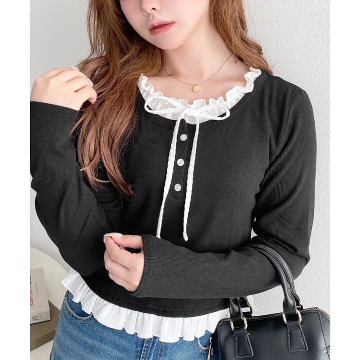 ＼韓国LOOK◎／レイヤード風ヘンリーネックTシャツ | moment+ | 詳細画像6 