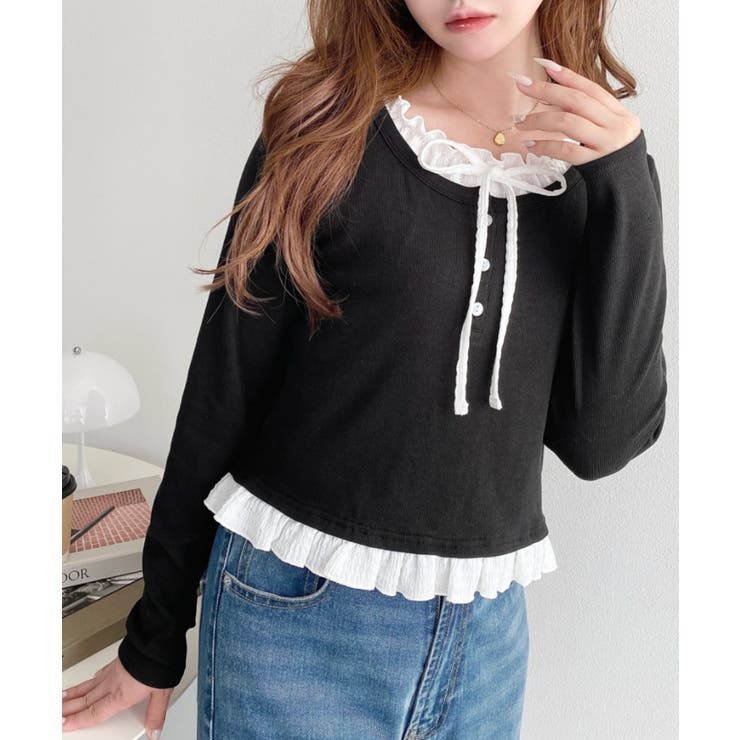 ＼韓国LOOK◎／レイヤード風ヘンリーネックTシャツ | moment+ | 詳細画像9 