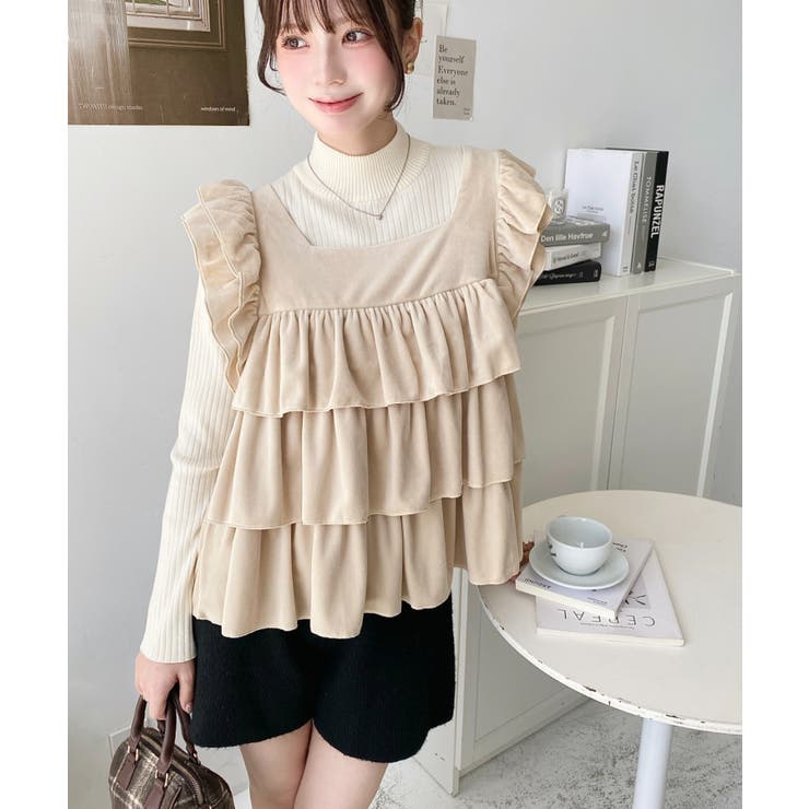 カットベロアバックリボンティアードプルオーバー | moment+ | 詳細画像16 