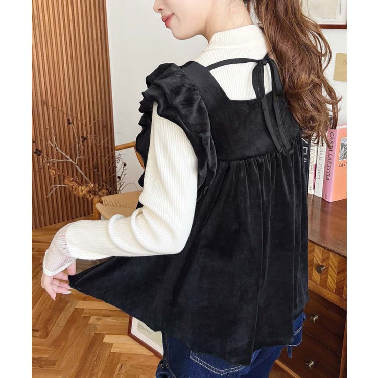 カットベロアバックリボンティアードプルオーバー | moment+ | 詳細画像3 