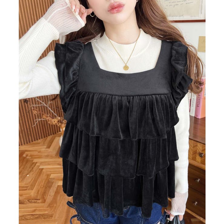 カットベロアバックリボンティアードプルオーバー | moment+ | 詳細画像5 