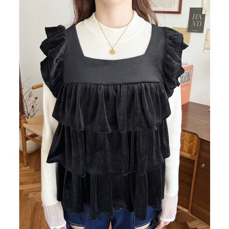 カットベロアバックリボンティアードプルオーバー | moment+ | 詳細画像6 