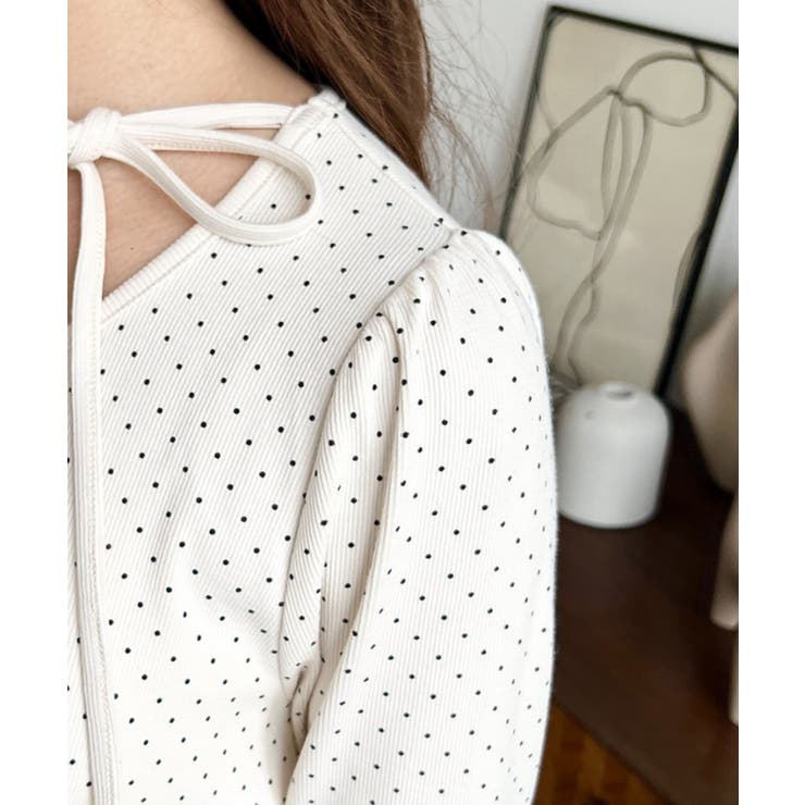 ドットプリントバレエコアパフスリーブ長袖カットソー | moment+ | 詳細画像10 
