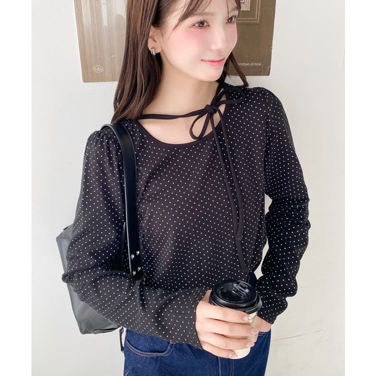 ドットプリントバレエコアパフスリーブ長袖カットソー | moment+ | 詳細画像17 