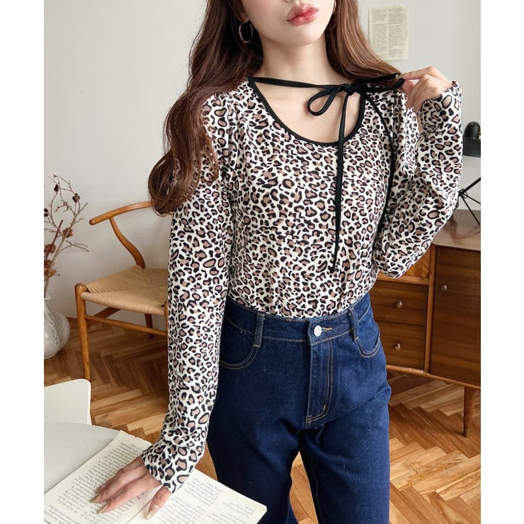 レオパードプリントバレエコアパフスリーブ長袖カットソー | moment+ | 詳細画像11 