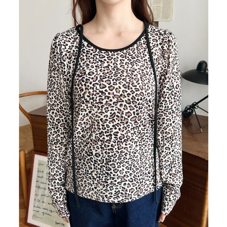 レオパードプリントバレエコアパフスリーブ長袖カットソー | moment+ | 詳細画像14 