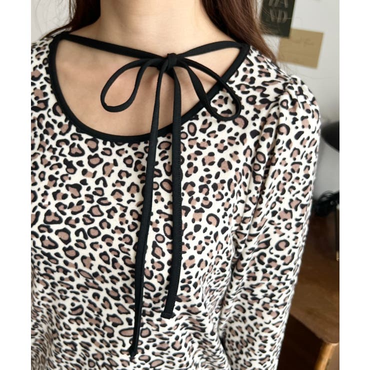 レオパードプリントバレエコアパフスリーブ長袖カットソー | moment+ | 詳細画像16 