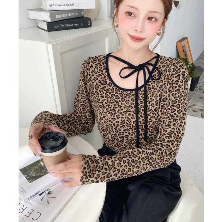 レオパードプリントバレエコアパフスリーブ長袖カットソー | moment+ | 詳細画像7 