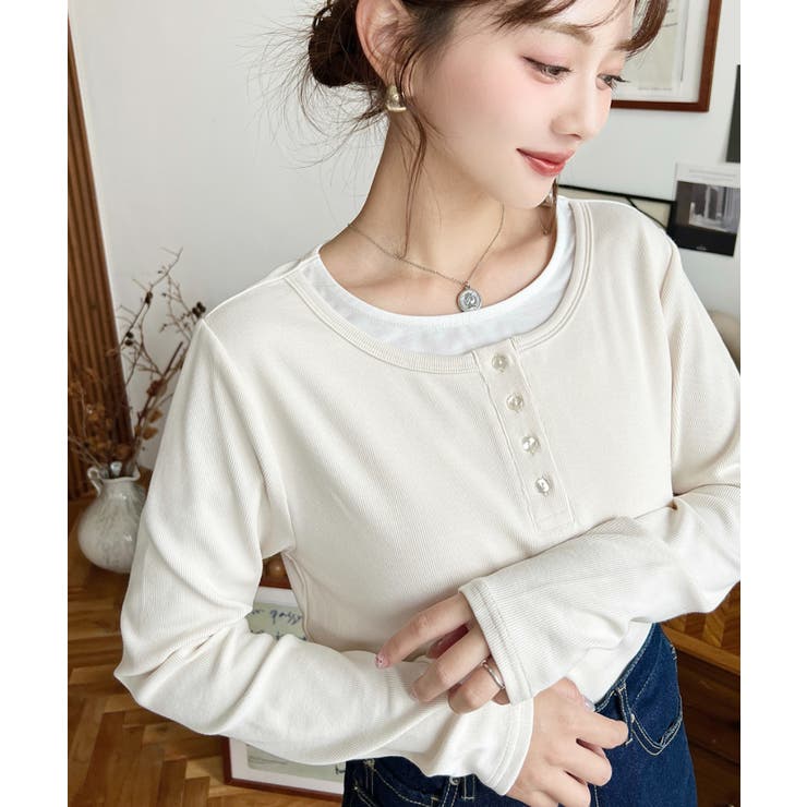 レイヤード風ヘンリーロンT | moment+ | 詳細画像2 