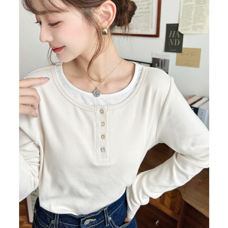 レイヤード風ヘンリーロンT | moment+ | 詳細画像3 