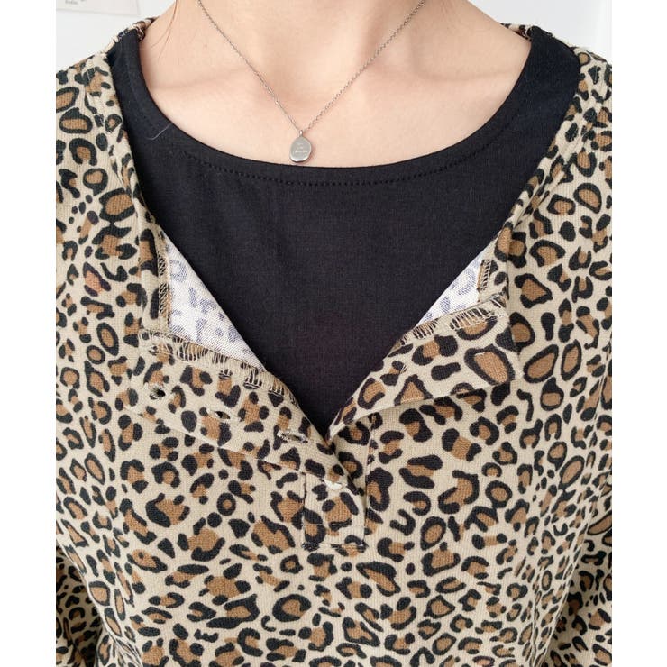 レオパードプリントレイヤード風ヘンリーロンT | moment+ | 詳細画像14 