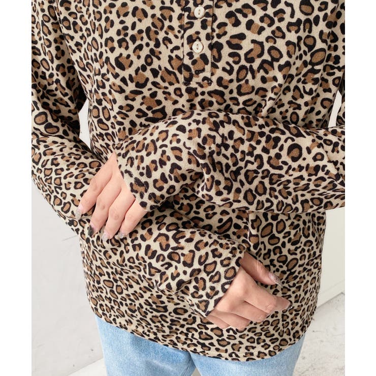 レオパードプリントレイヤード風ヘンリーロンT | moment+ | 詳細画像15 