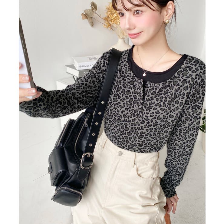 レオパードプリントレイヤード風ヘンリーロンT | moment+ | 詳細画像6 