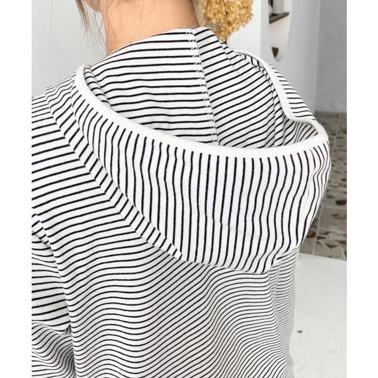 ヘンリーネックボーダーフーディー | moment+ | 詳細画像10 