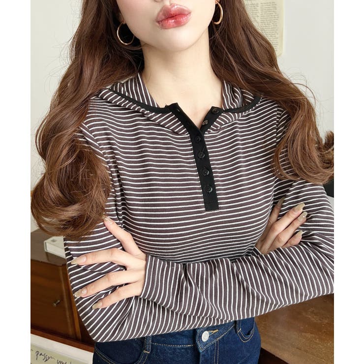 ヘンリーネックボーダーフーディー | moment+ | 詳細画像11 