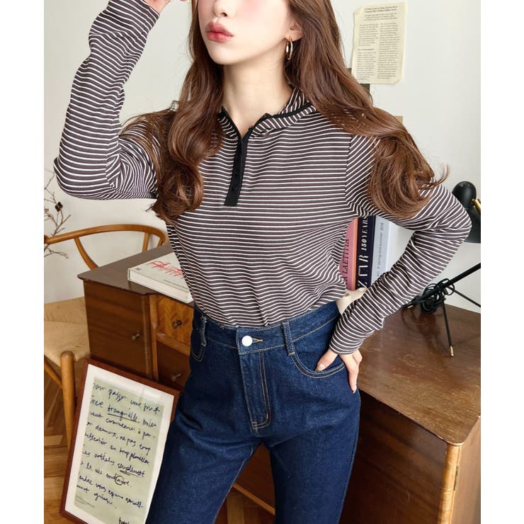 ヘンリーネックボーダーフーディー | moment+ | 詳細画像12 