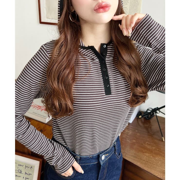 ヘンリーネックボーダーフーディー | moment+ | 詳細画像13 