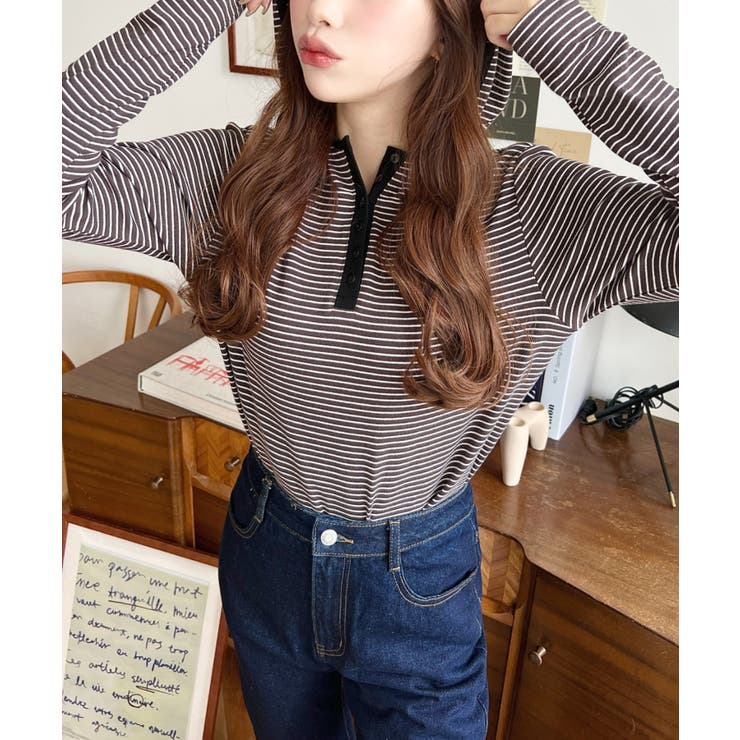 ヘンリーネックボーダーフーディー | moment+ | 詳細画像14 