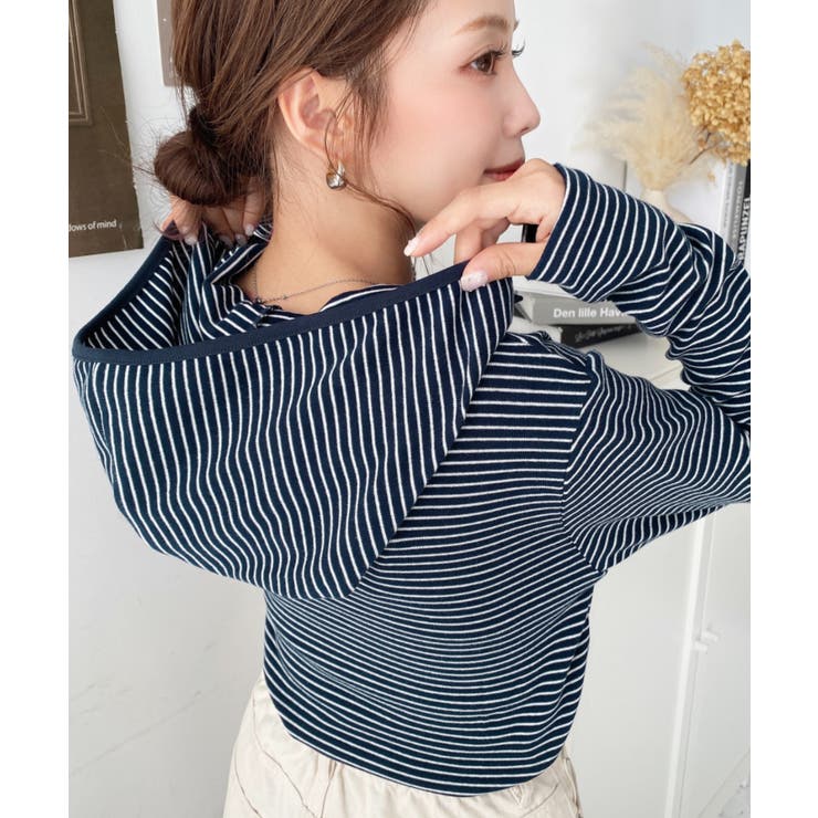 ヘンリーネックボーダーフーディー | moment+ | 詳細画像20 