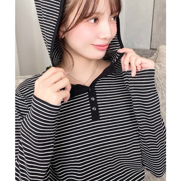 ヘンリーネックボーダーフーディー | moment+ | 詳細画像24 