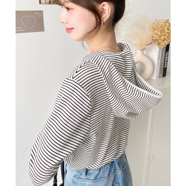 ヘンリーネックボーダーフーディー | moment+ | 詳細画像6 