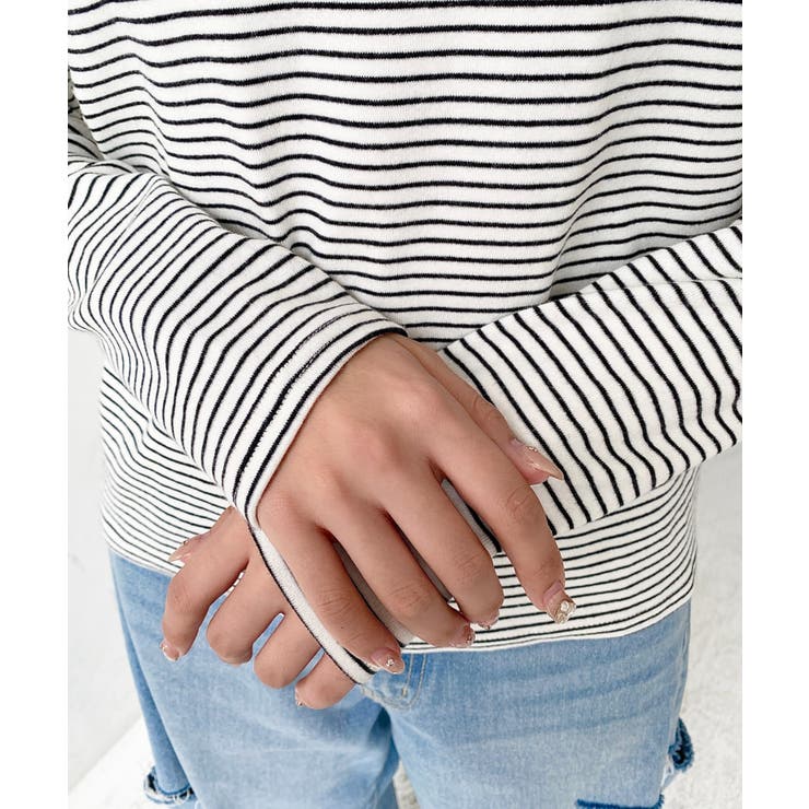 ヘンリーネックボーダーフーディー | moment+ | 詳細画像8 