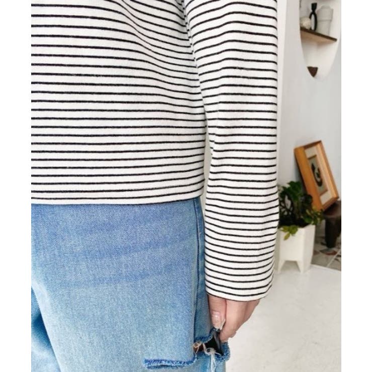 ヘンリーネックボーダーフーディー | moment+ | 詳細画像9 