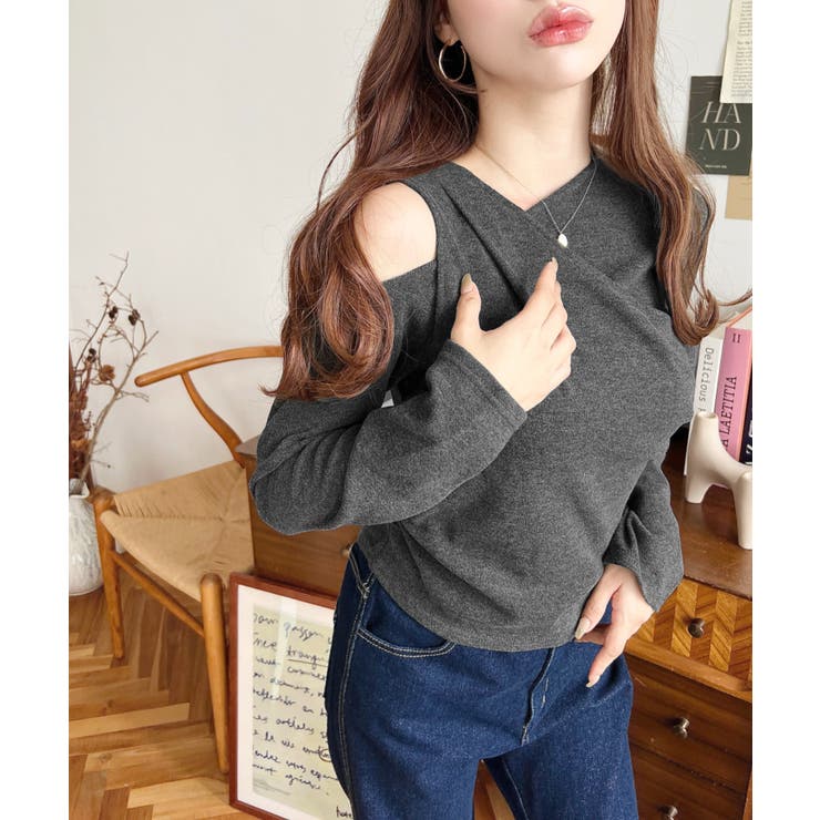 レイヤードライクワンショルニットソープルオーバー | moment+ | 詳細画像14 