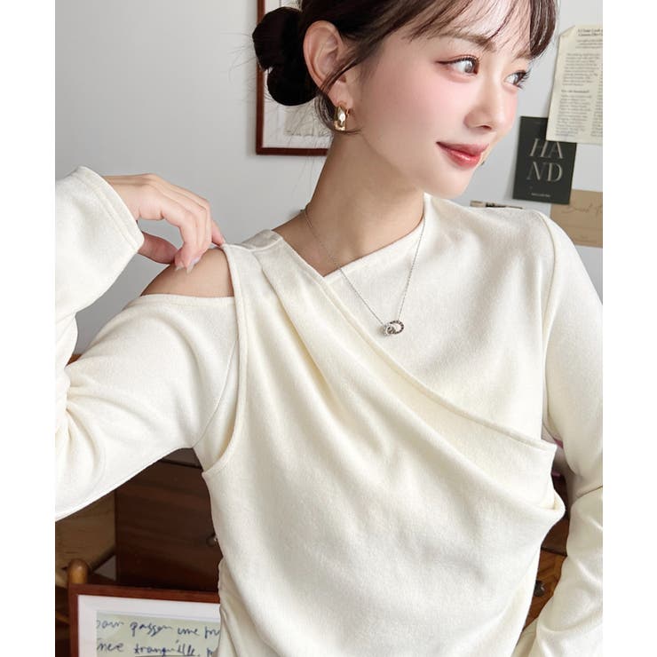 レイヤードライクワンショルニットソープルオーバー | moment+ | 詳細画像3 