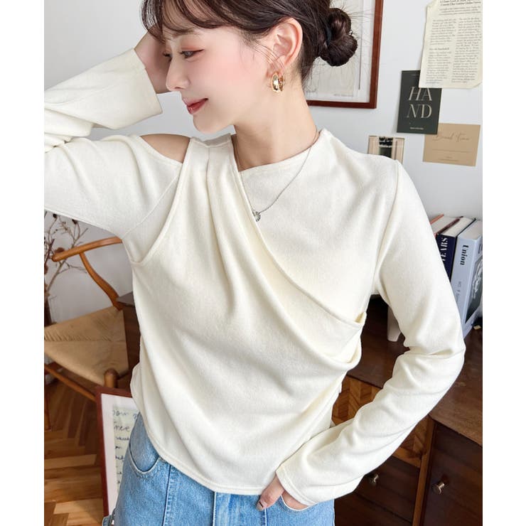 レイヤードライクワンショルニットソープルオーバー | moment+ | 詳細画像4 