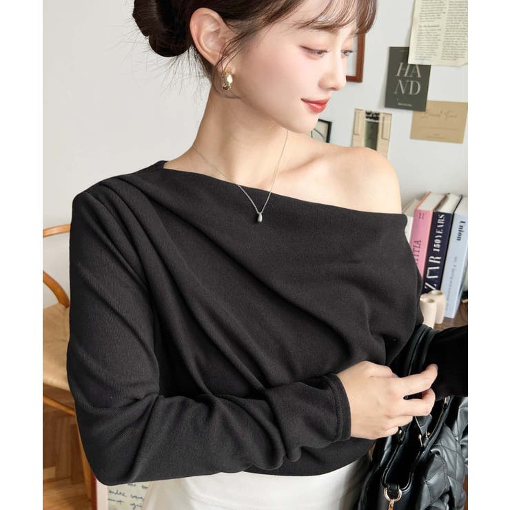 オフショルドレープニットソープルオーバー | moment+ | 詳細画像11 