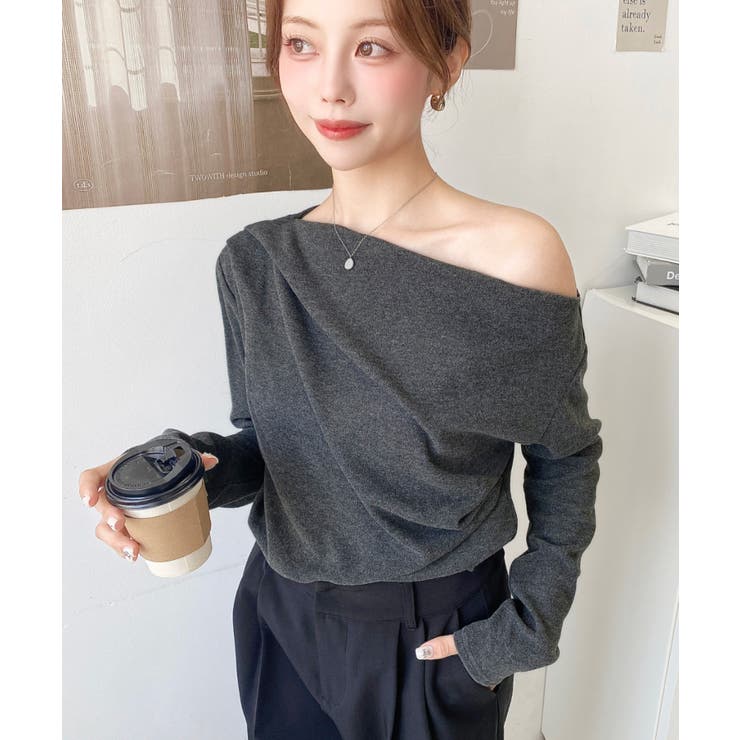 オフショルドレープニットソープルオーバー | moment+ | 詳細画像14 