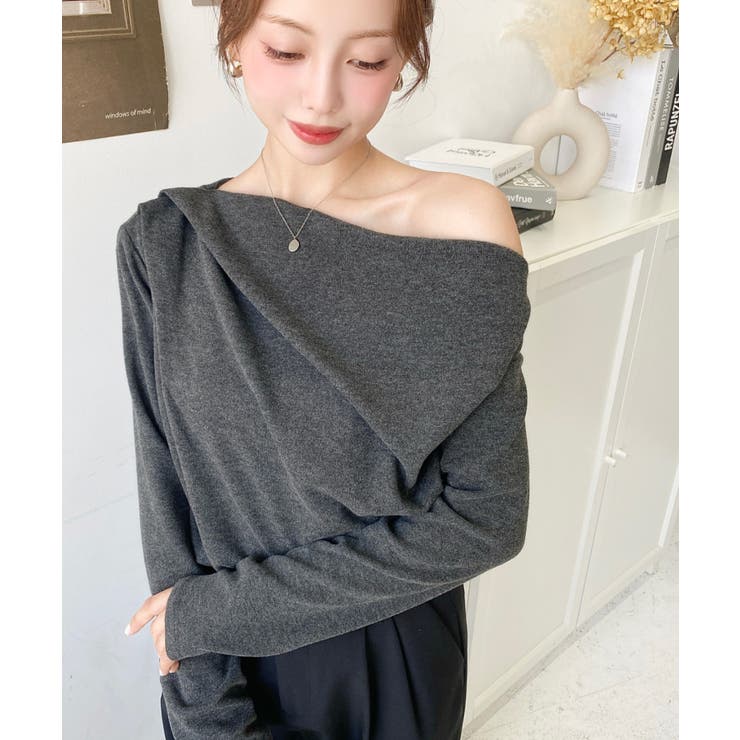 オフショルドレープニットソープルオーバー | moment+ | 詳細画像16 