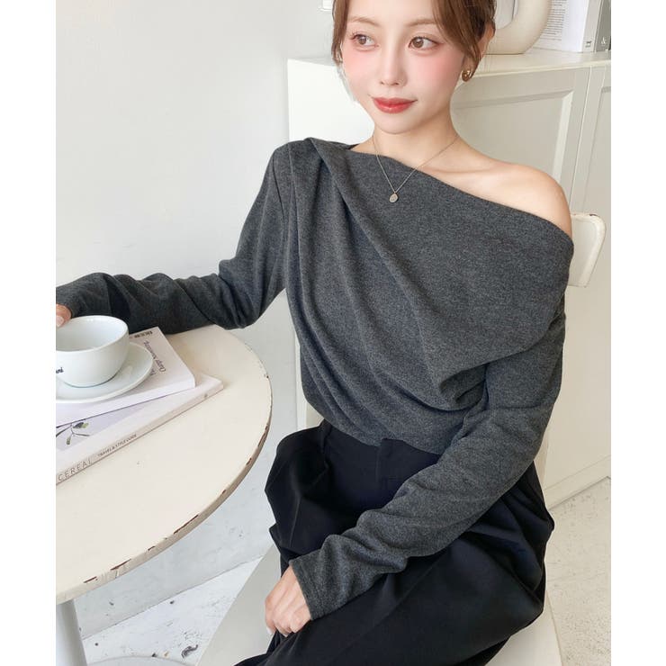 オフショルドレープニットソープルオーバー | moment+ | 詳細画像17 