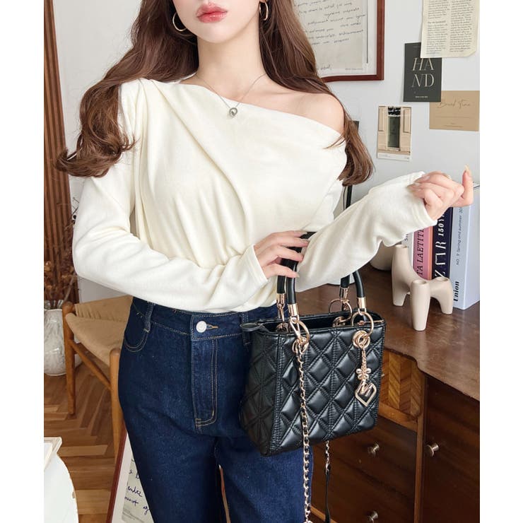 オフショルドレープニットソープルオーバー | moment+ | 詳細画像4 