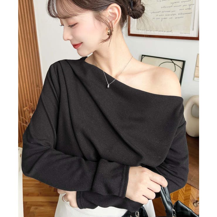 オフショルドレープニットソープルオーバー | moment+ | 詳細画像9 