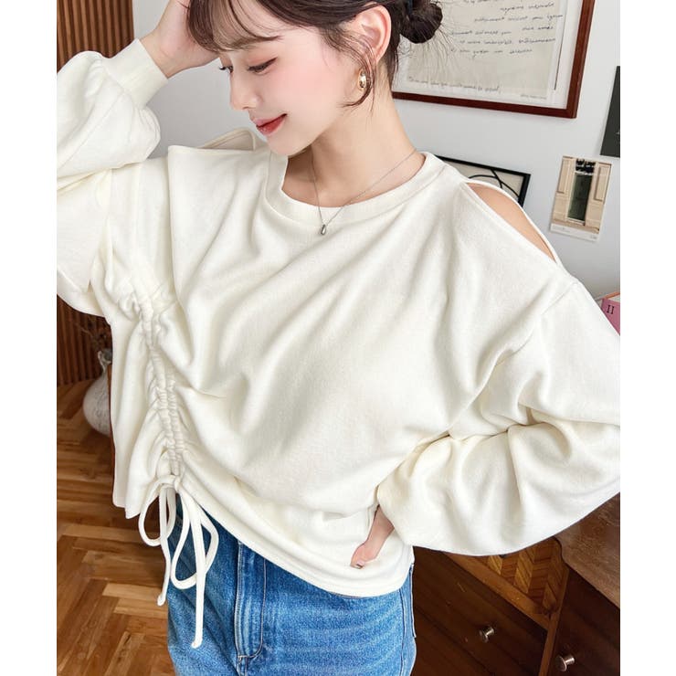 ショルダースリットドロストニットソープルオーバー | moment+ | 詳細画像2 