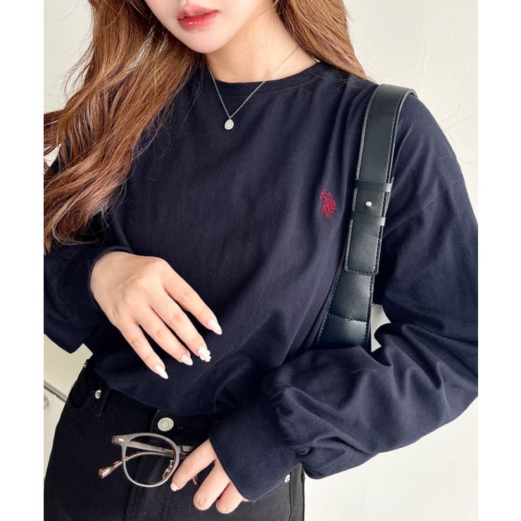 ネイビー | ＼U.S.POLO ASSN／ワンポイント刺繍ロンT | moment+