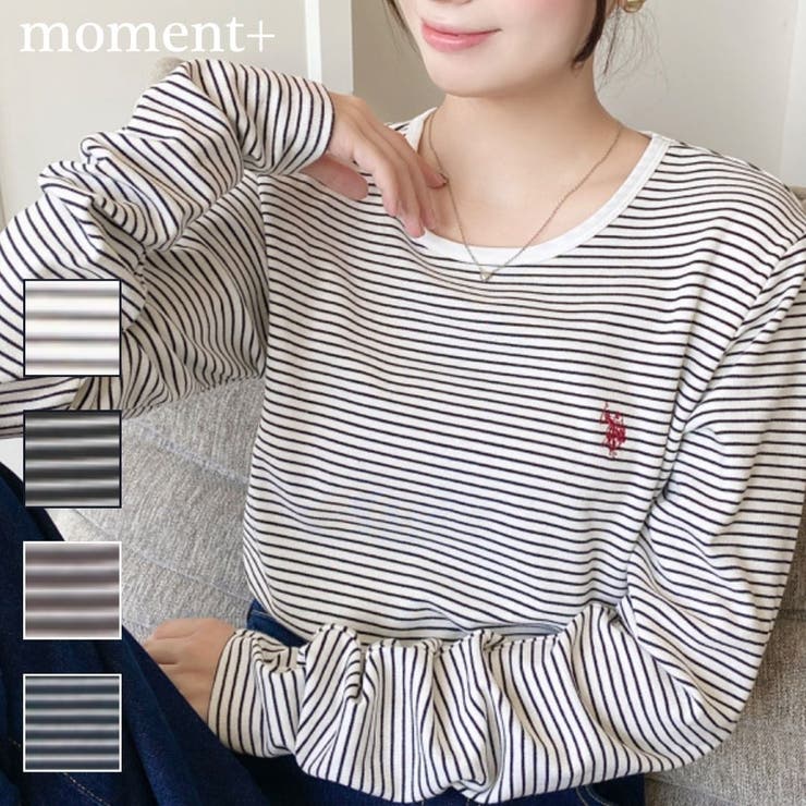 U.S.POLO ASSNワンポイント刺繍袖くしゅくしゅボーダーロンT | moment+ | 詳細画像1 